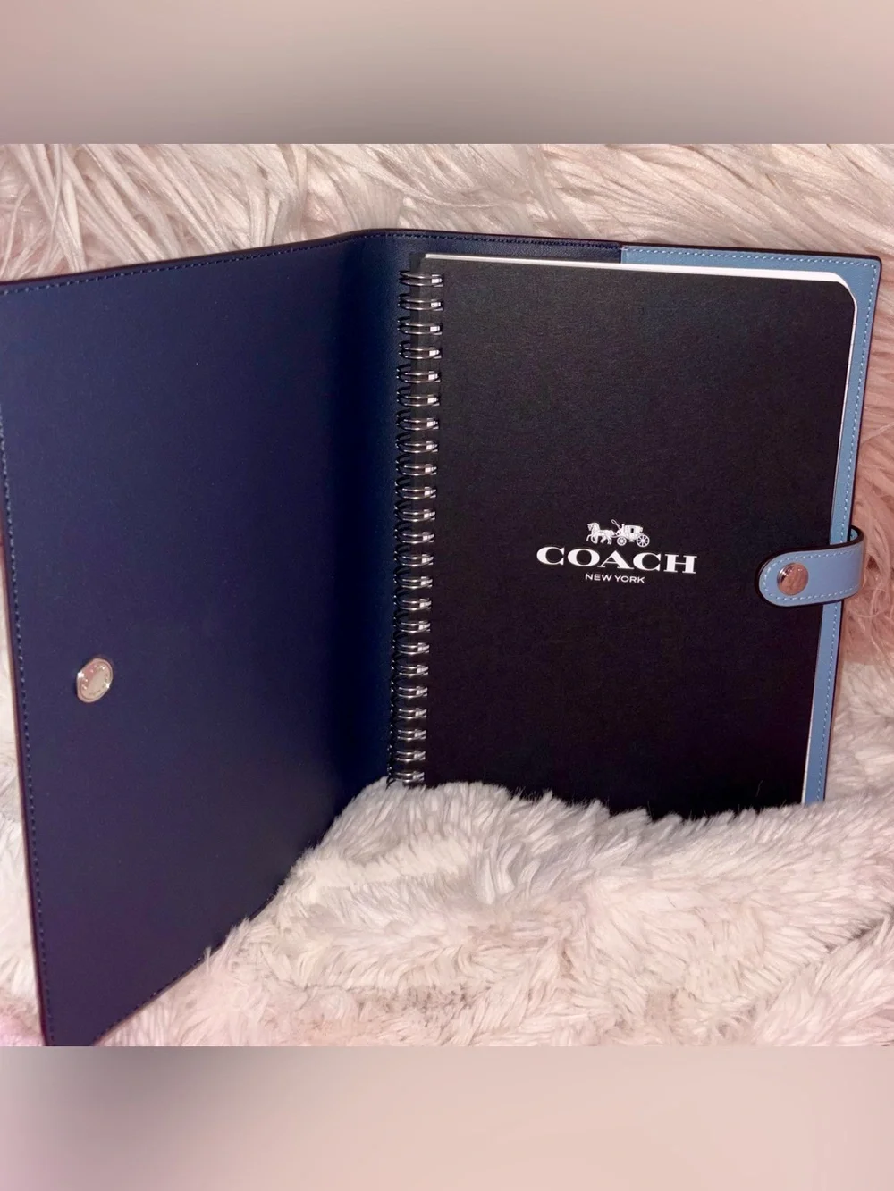 NEW Coach Cornflower Blue Smooth Leather Notebook Journal Diary Planner